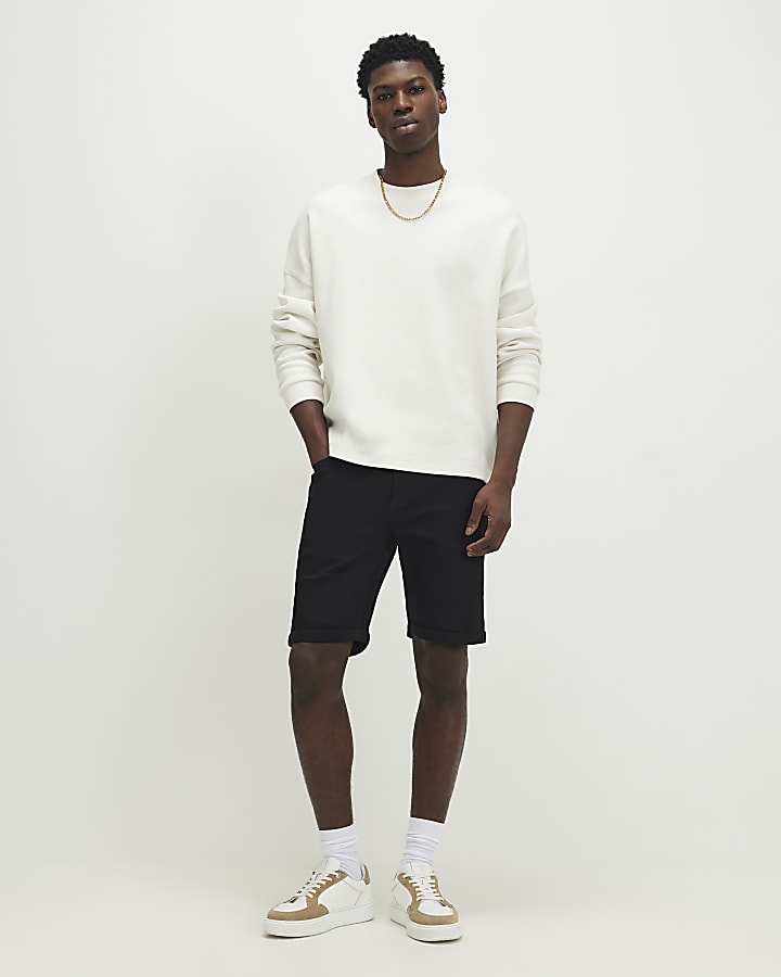 Black Skinny Fit Denim Shorts