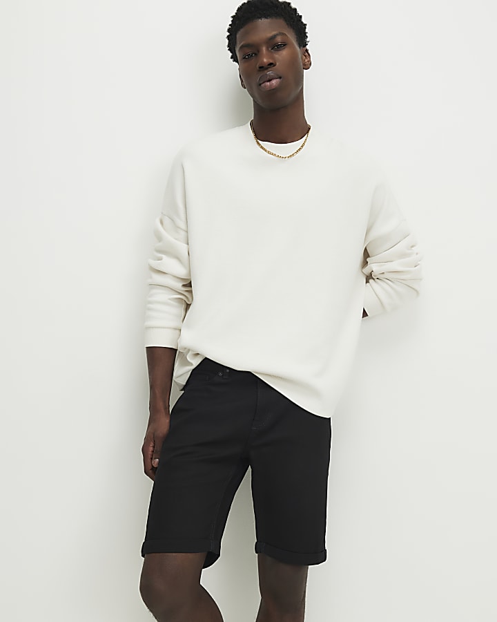 Black Skinny Fit Denim Shorts