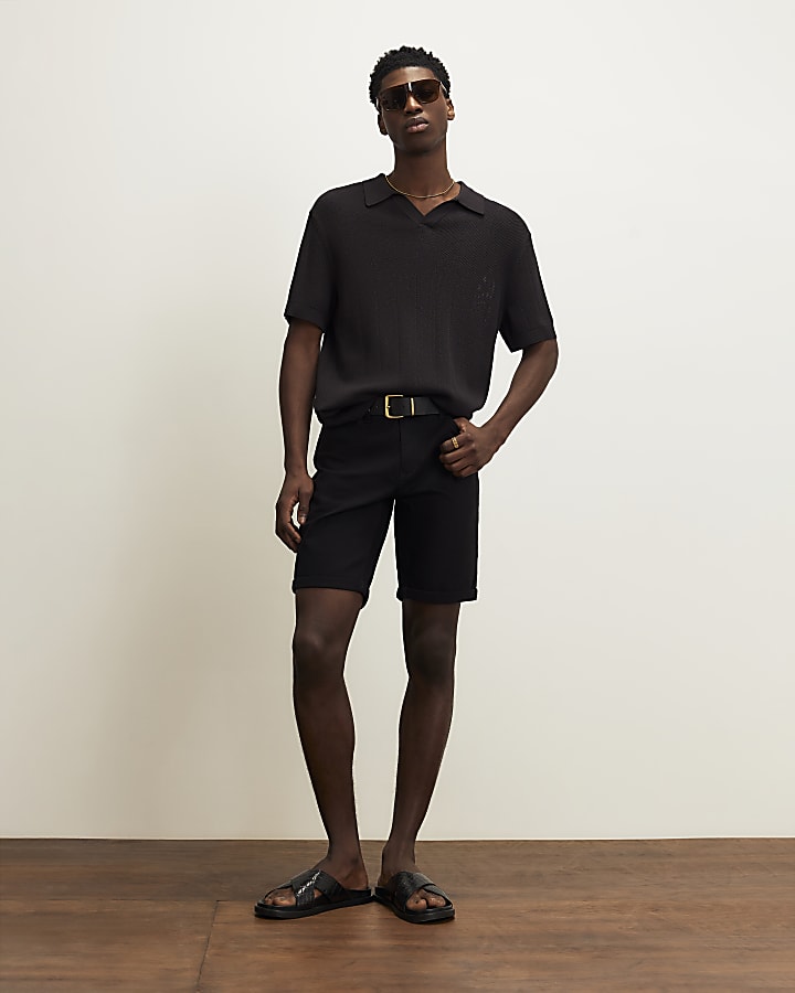 Black Slim Fit Shorts