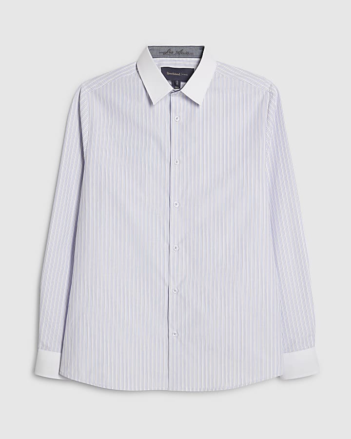 Blue Slim Fit Stripe Shirt