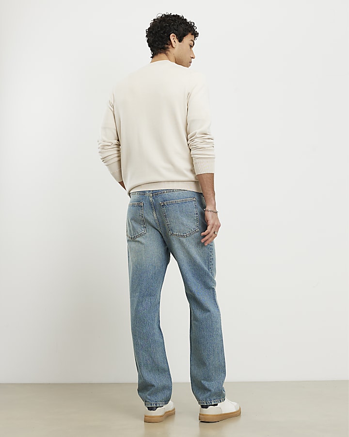 Blue Straight Leg Jeans