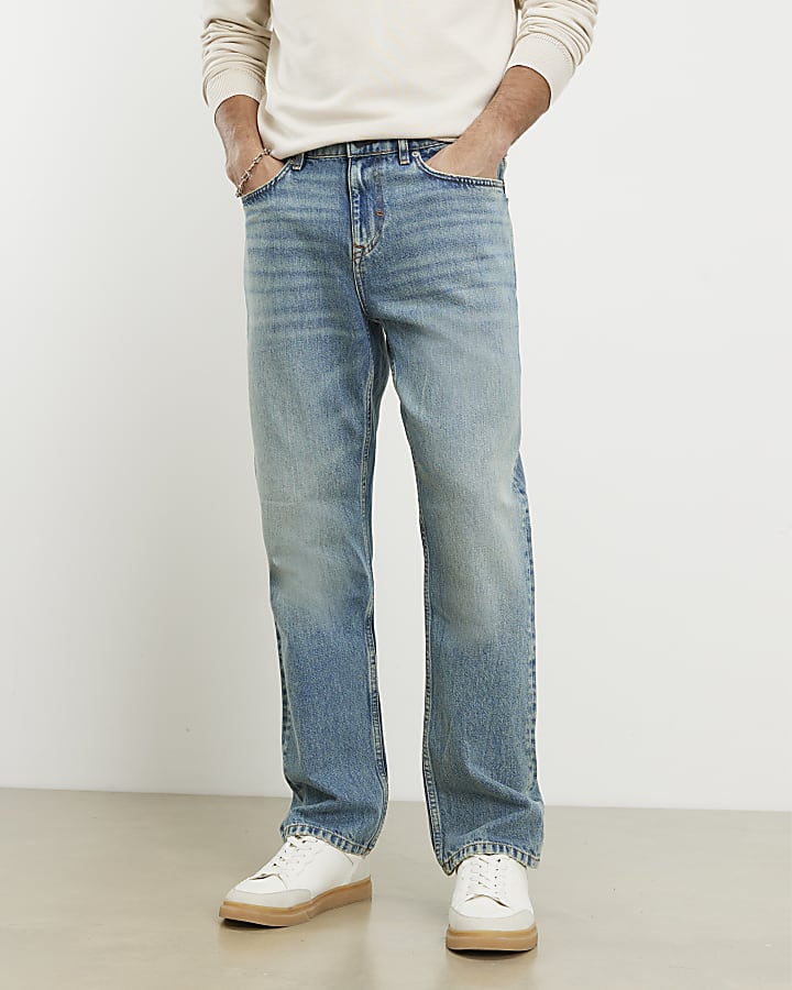Blue Straight Leg Jeans