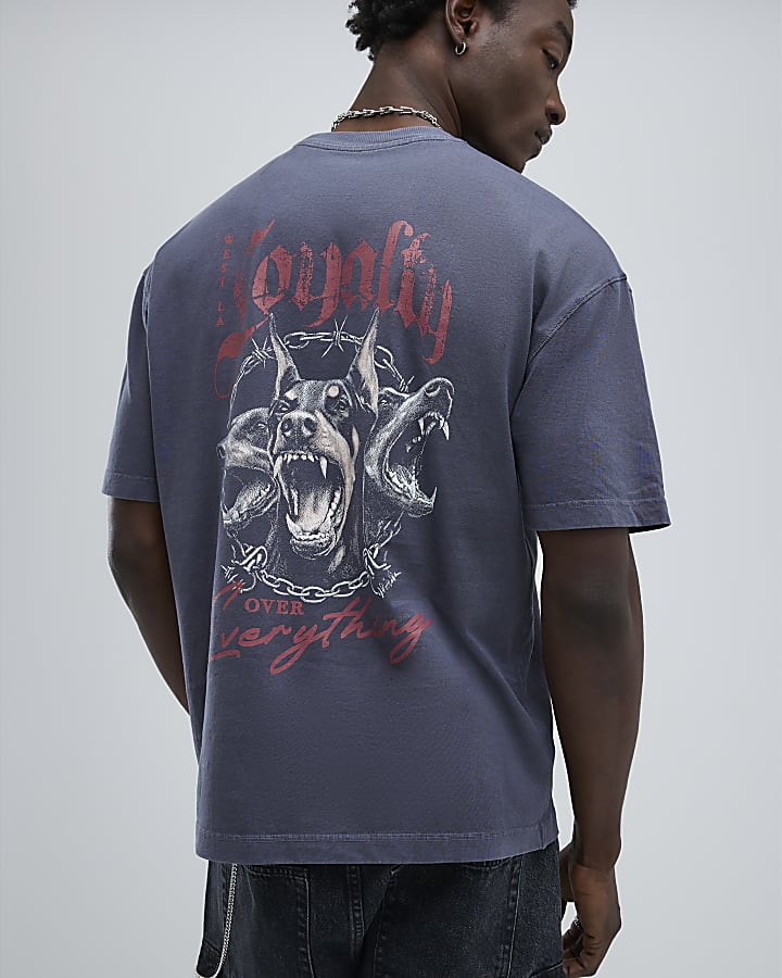Black Oversized Fit Loyalty Dog T-Shirt