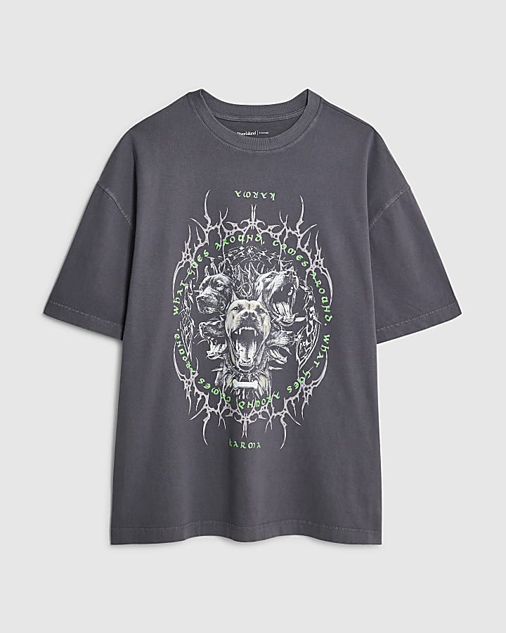Black Oversized Fit Karma Dog T-Shirt