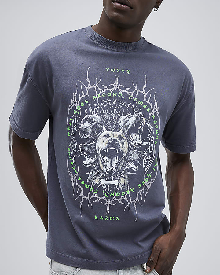Black Oversized Fit Karma Dog T-Shirt