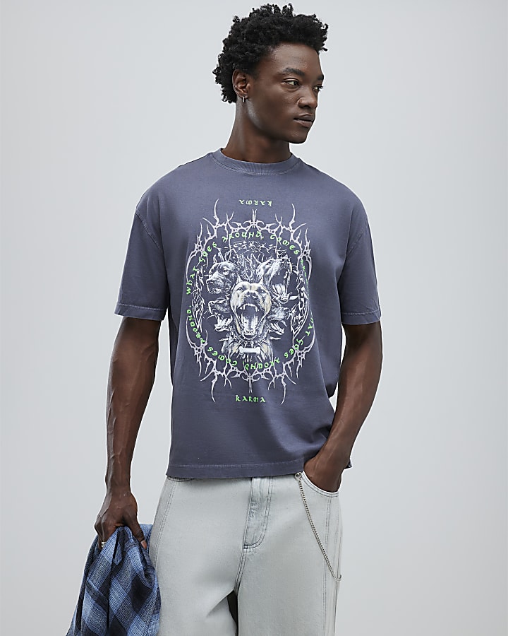 Black Oversized Fit Karma Dog T-Shirt