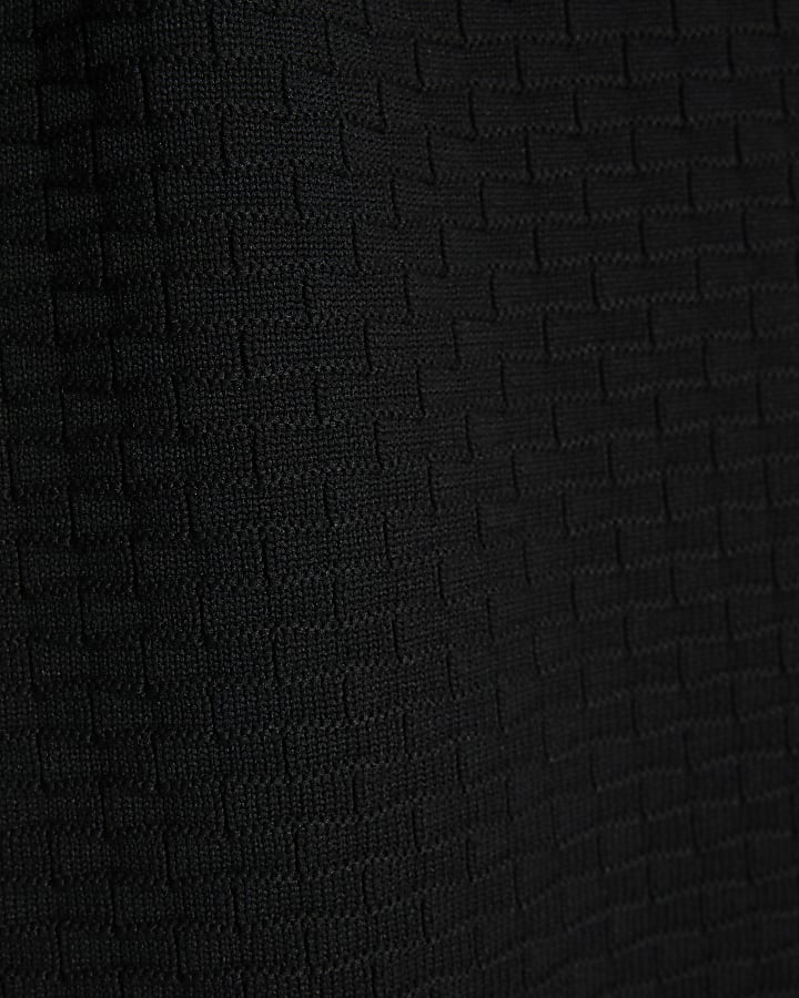 Black Muscle Fit Hexagon Polo Shirt