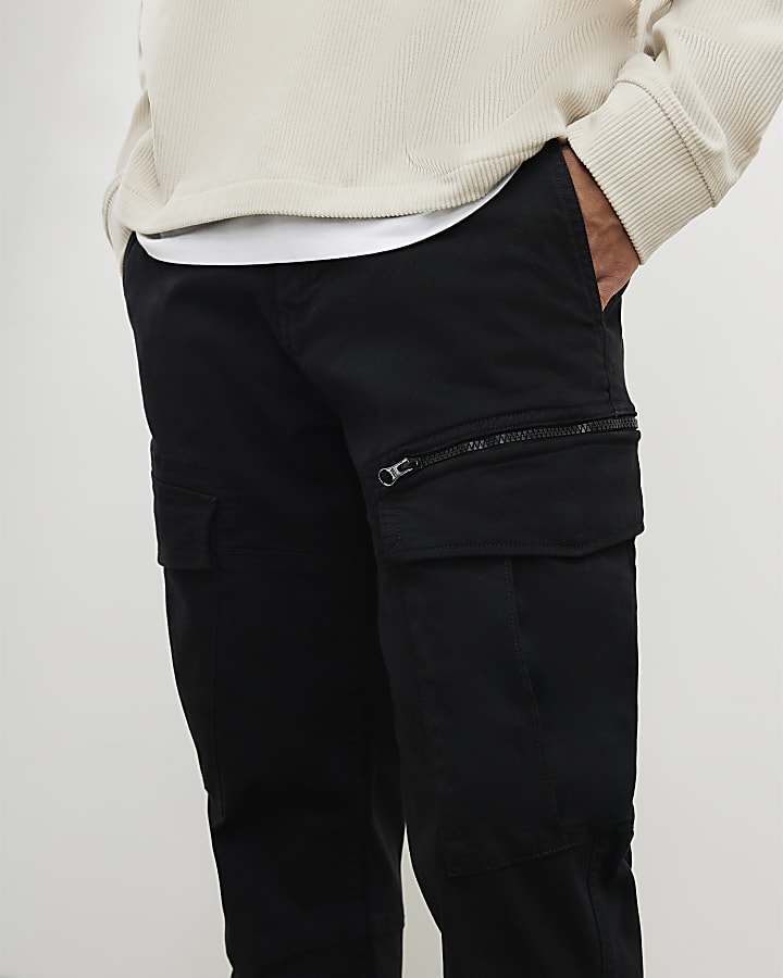 Black Skinny Fit Cargo Trousers