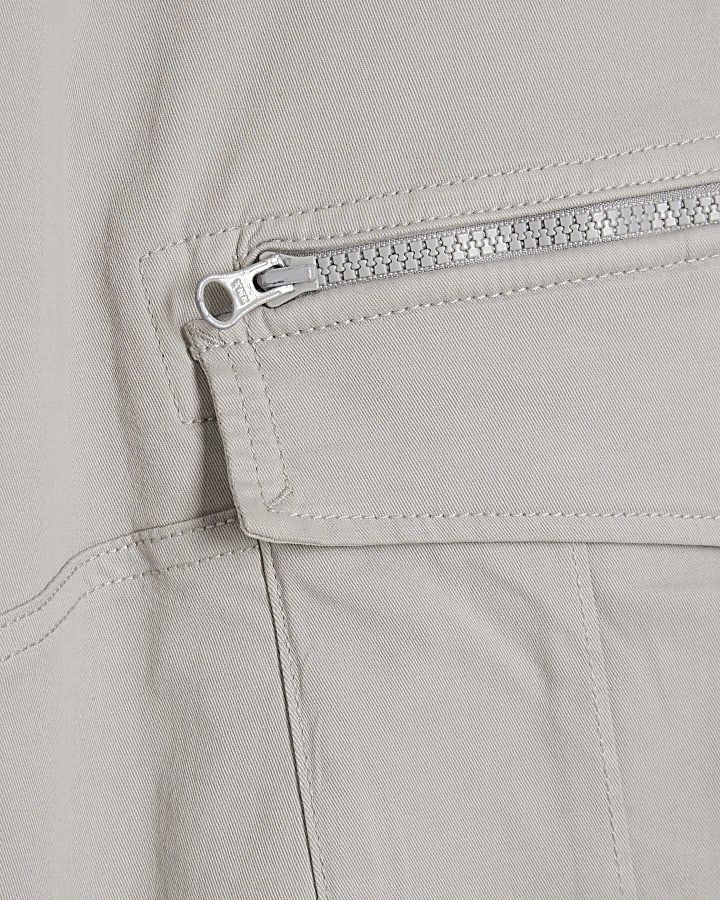 Grey Skinny Fit Cargo Trousers