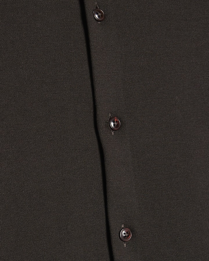 Brown Muscle Fit Pique Shirt