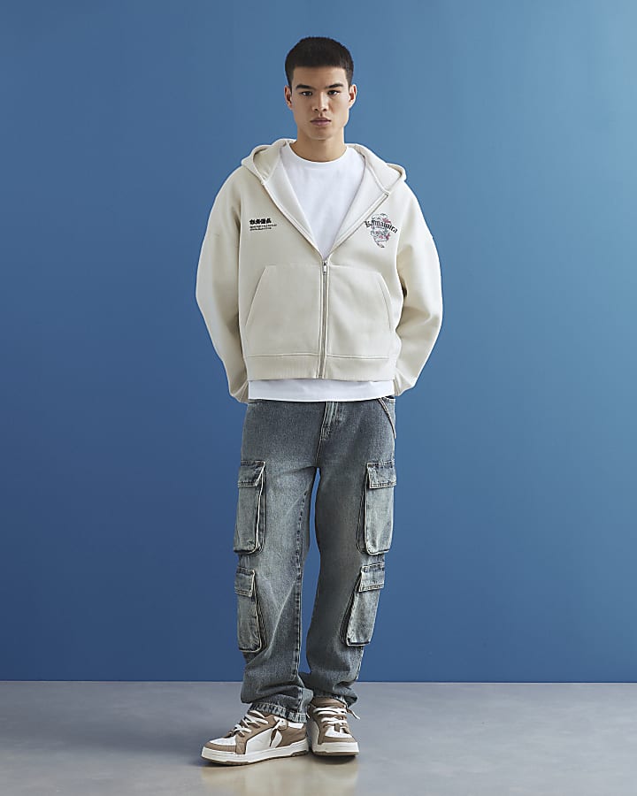 Cream Oversized Fit Japanese Kamakura Hoodie