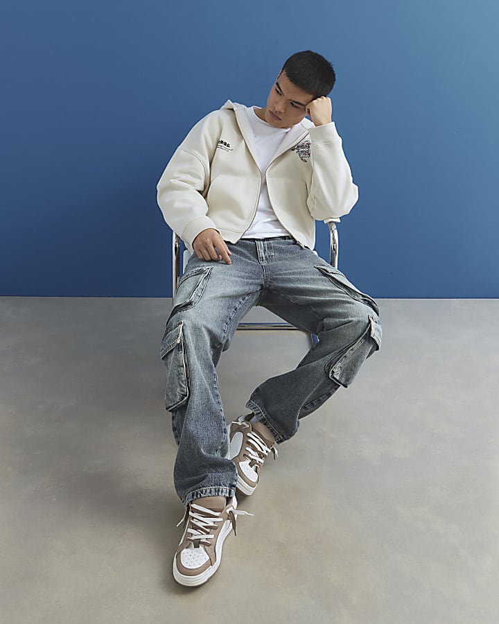 Cream Oversized Fit Japanese Kamakura Hoodie