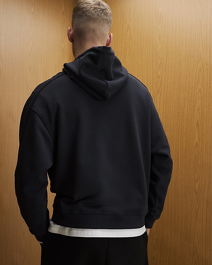 Black Oversized Fit RXR Dept Hoodie