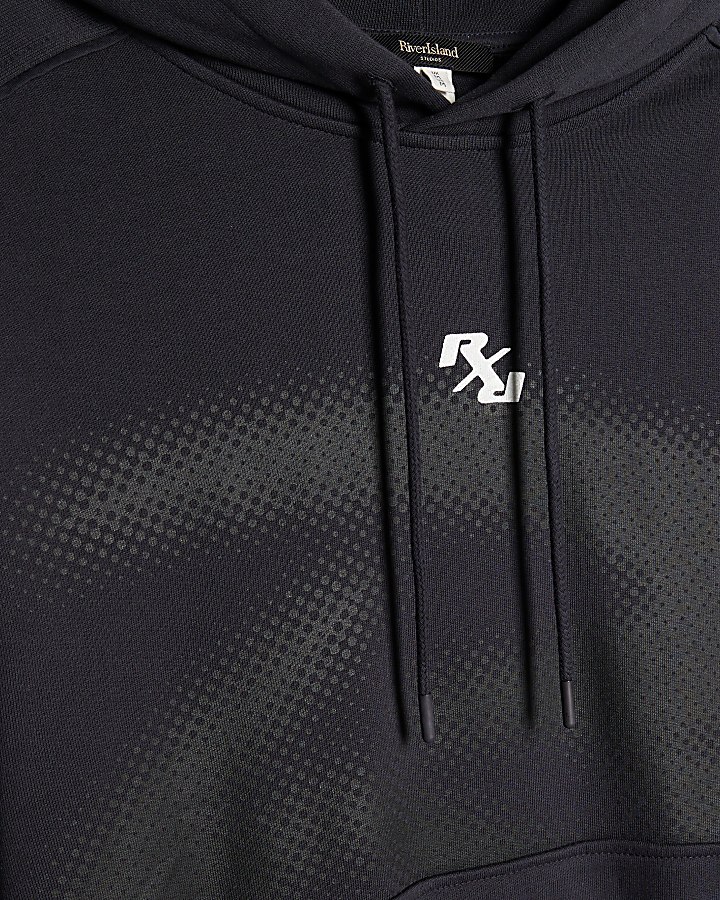 Black Oversized Fit RXR Dept Hoodie