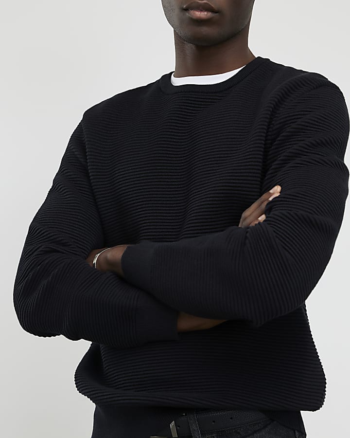 Black Slim Fit Knit Jumper