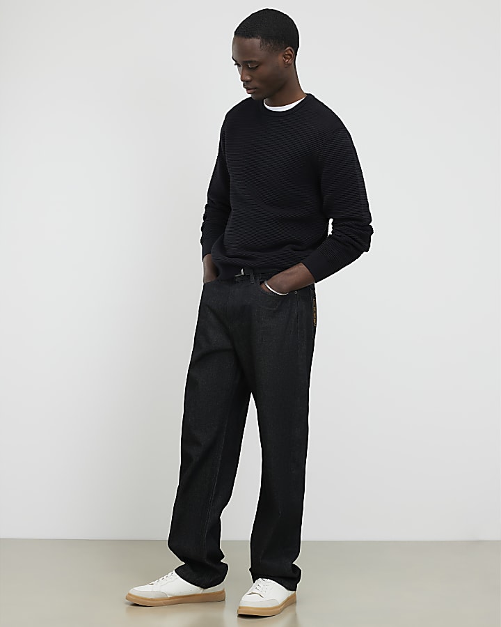 Black Slim Fit Knit Jumper