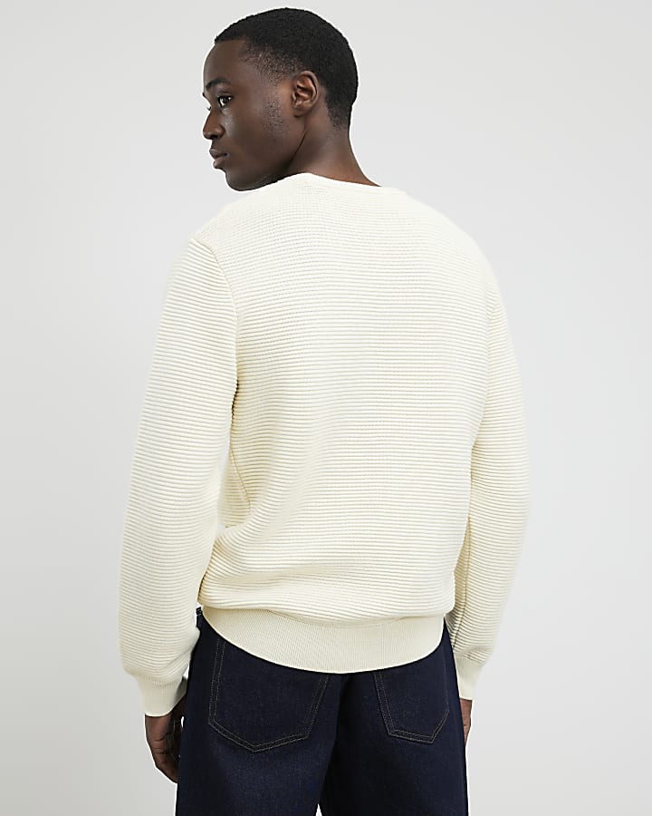 Cream Slim Fit Knit Jumper