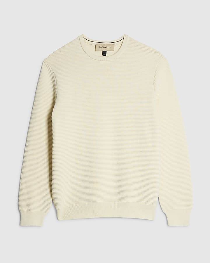 Cream Slim Fit Knit Jumper