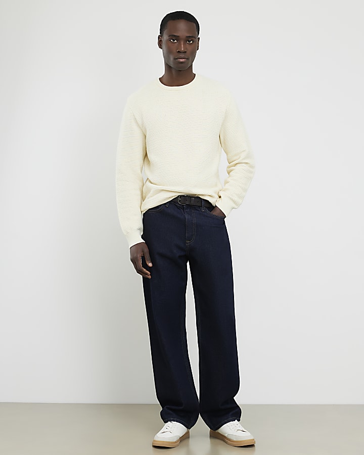 Cream Slim Fit Knit Jumper