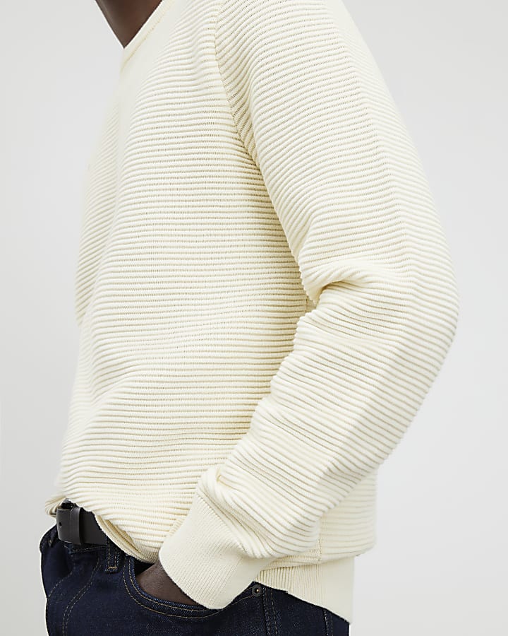 Cream Slim Fit Knit Jumper