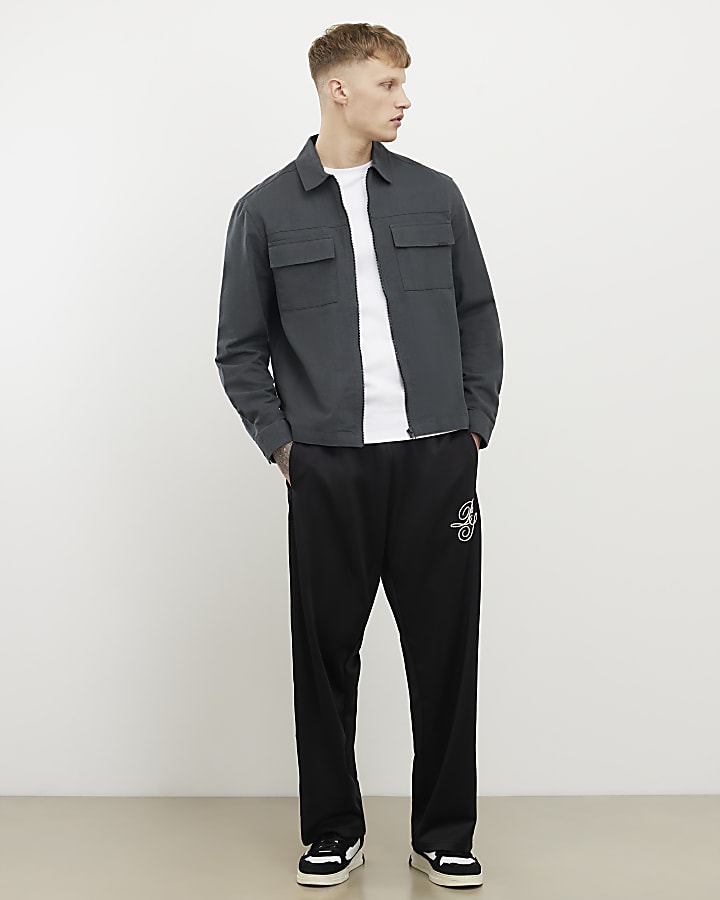 Grey Regular Fit Double Pocket Zip Overshirt
