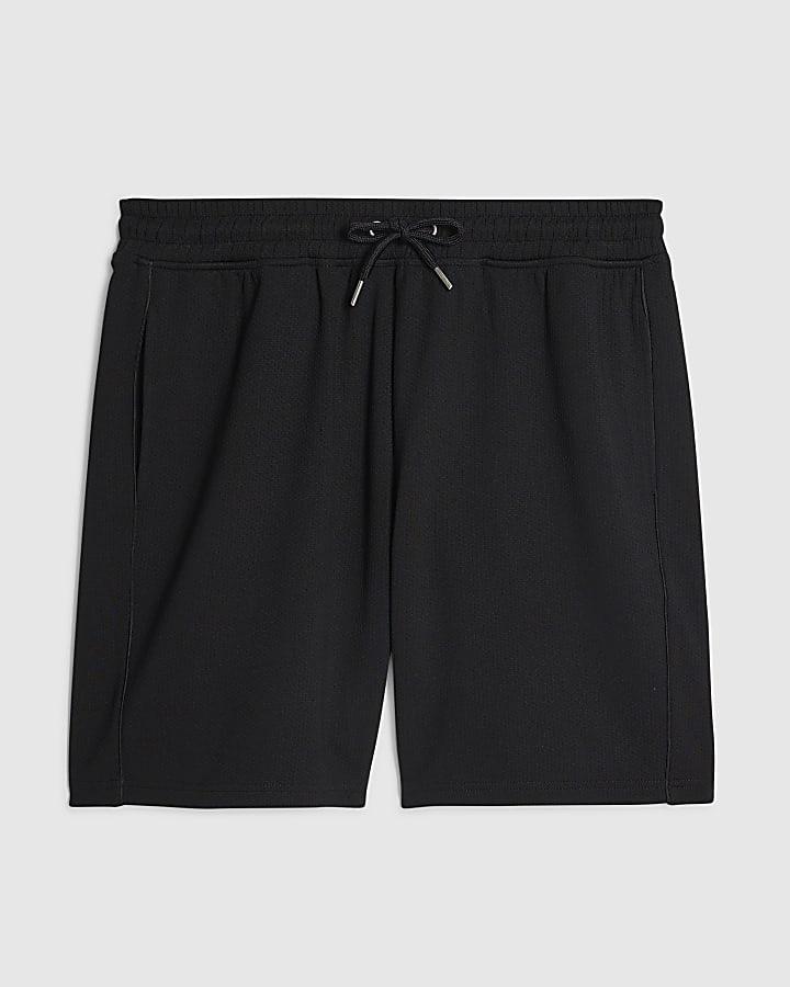 Black Slim Fit Textured Tipped Shorts