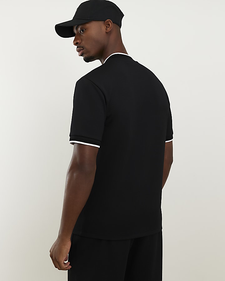 Black Slim Fit Tipped Baseball Shirt