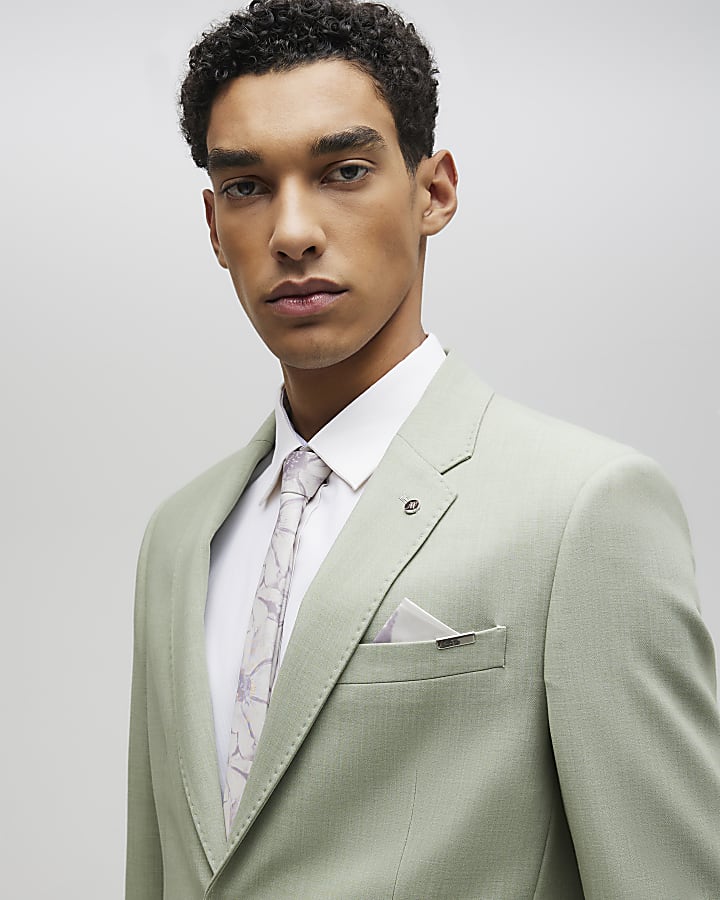 Purple Floral and Plain Skinny Tie Set