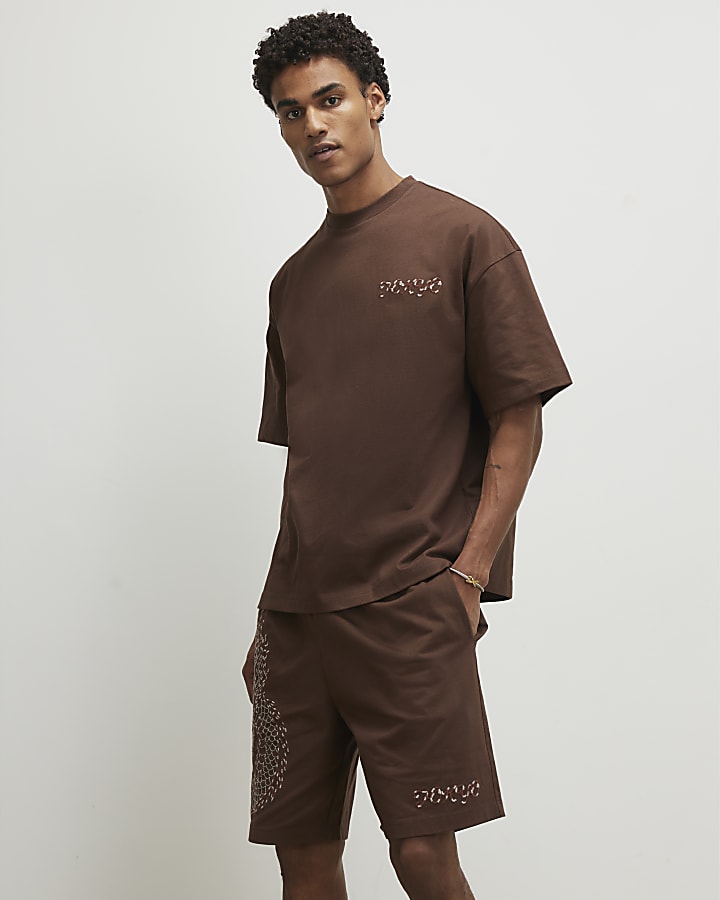 Brown Oversized Fit Tokyo Dragon T-Shirt