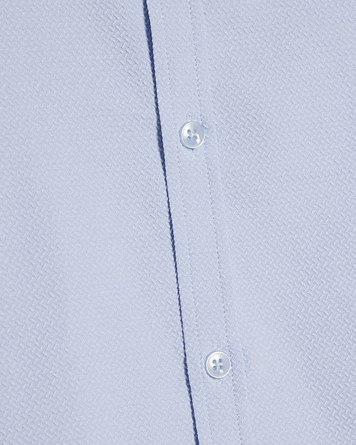 Blue Muscle Fit Textured Shirt