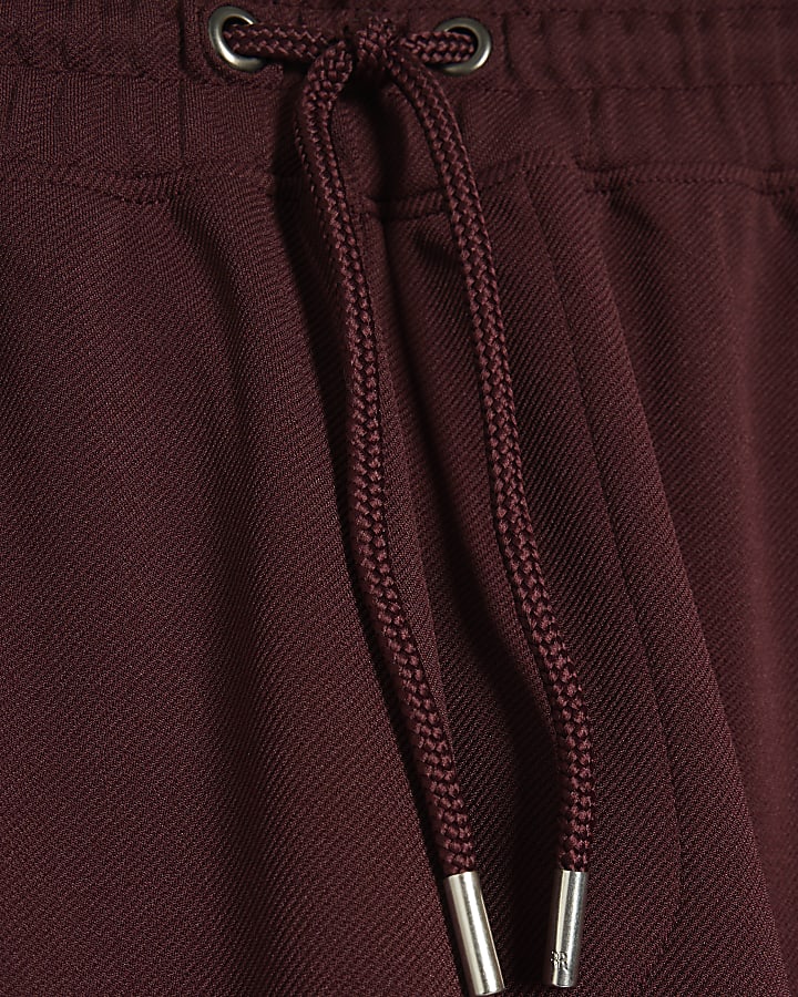 Red Wide Leg Twill Joggers