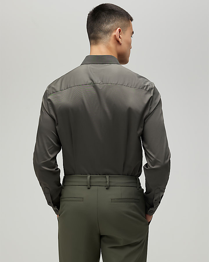 Khaki Muscle Fit Shirt