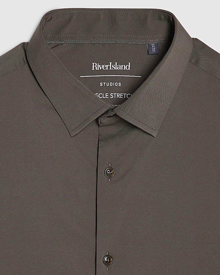 Khaki Muscle Fit Shirt