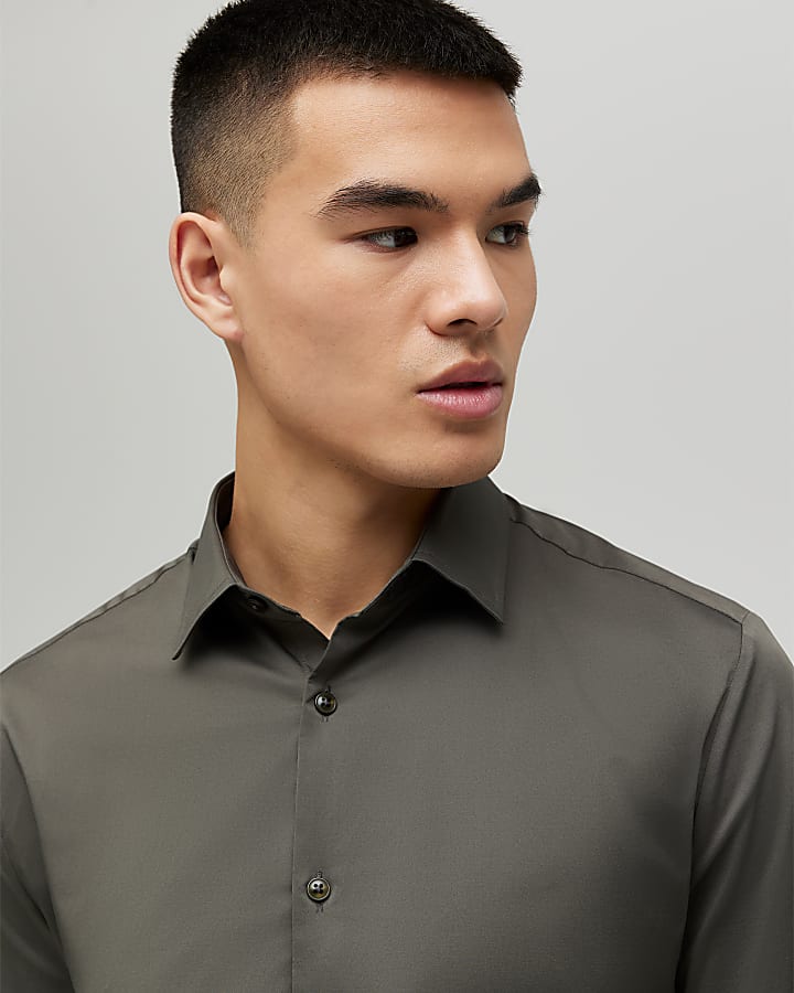 Khaki Muscle Fit Shirt