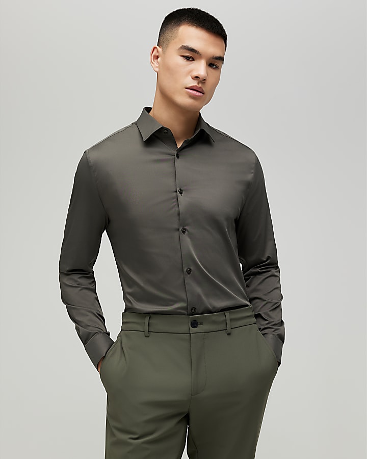 Khaki Muscle Fit Shirt