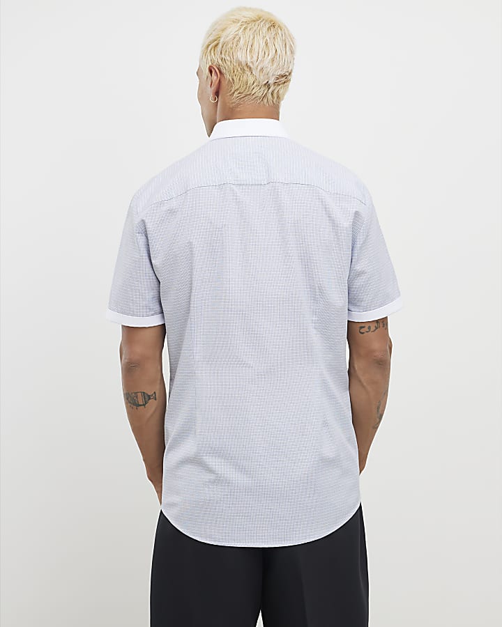 White Slim Fit Check Shirt