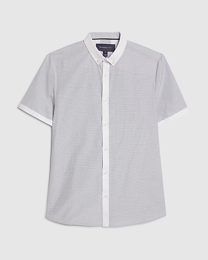 White Slim Fit Check Shirt