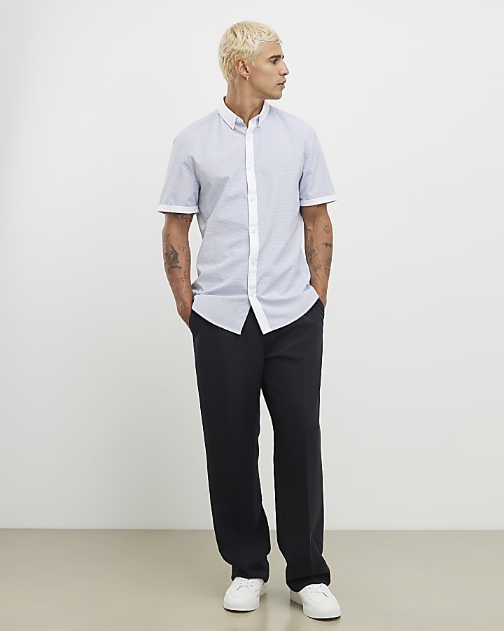 White Slim Fit Check Shirt