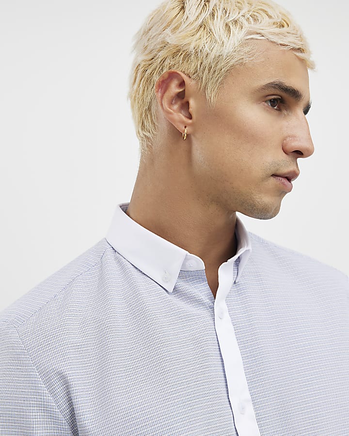 White Slim Fit Check Shirt