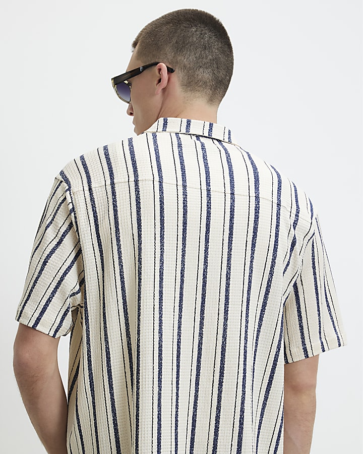Navy Regular Fit Double Stripe Shirt
