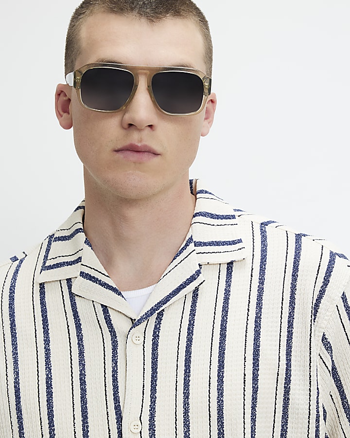 Navy Regular Fit Double Stripe Shirt