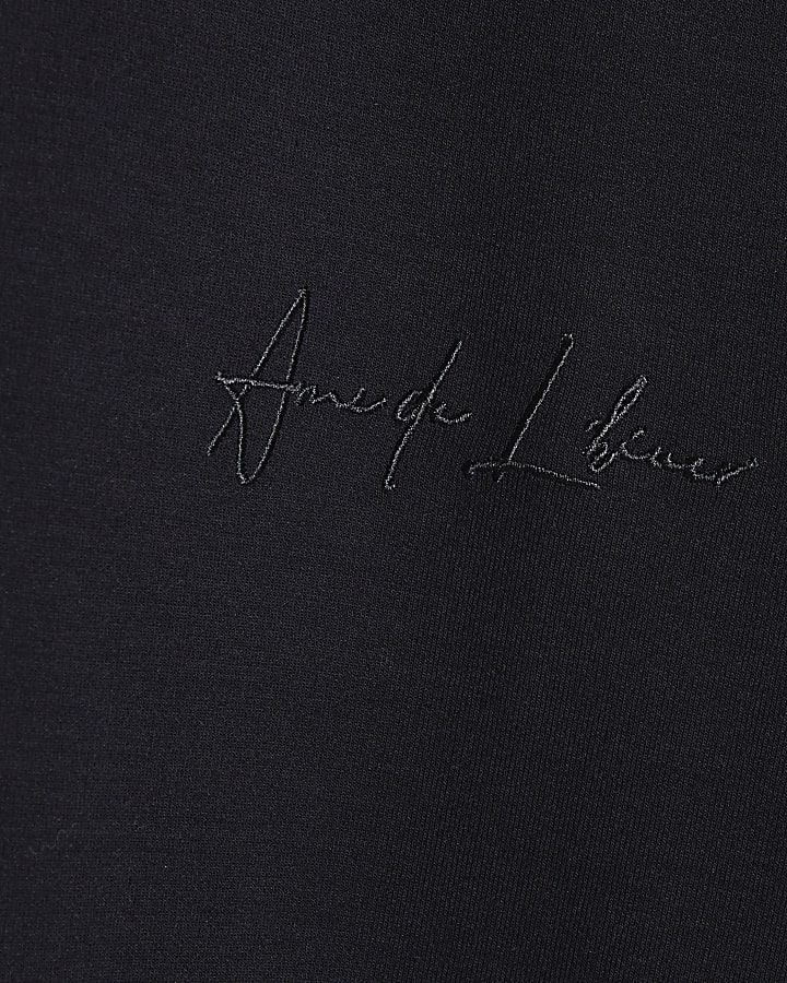 Navy Slim Fit Shoulder Colour Block T-Shirt