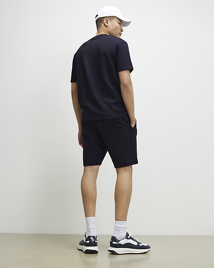 Navy Slim Fit Bonded Shorts