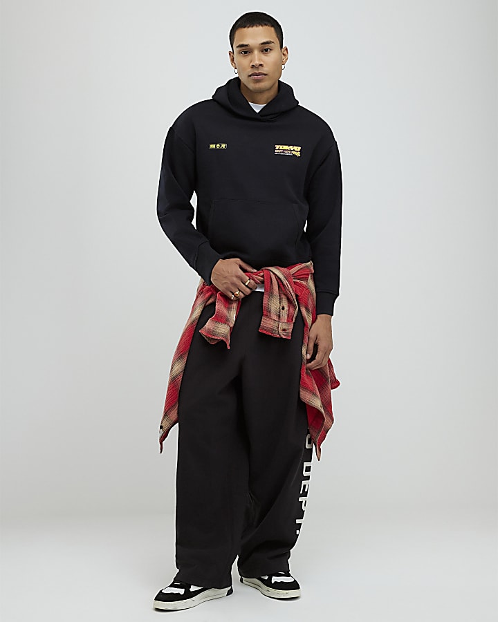 Black Oversized Fit Tokyo Drift Hoodie