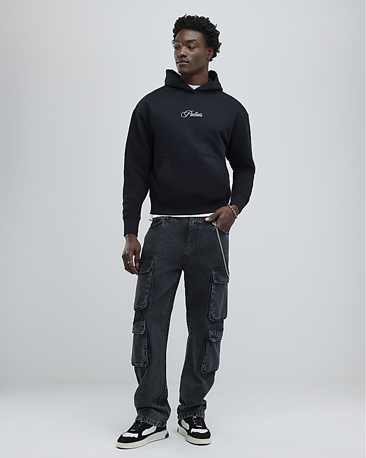 Black Oversized Fit Palais Doberman Hoodie