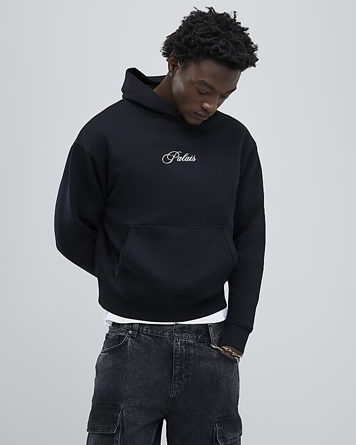 Black Oversized Fit Palais Doberman Hoodie