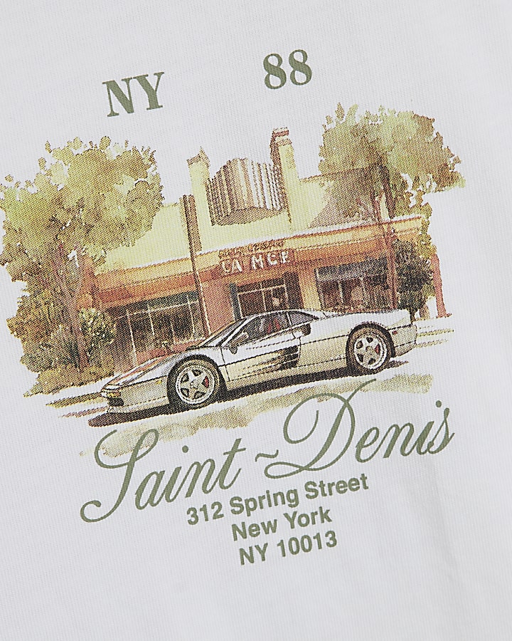 White Oversized Fit Saint Denis Car T-Shirt