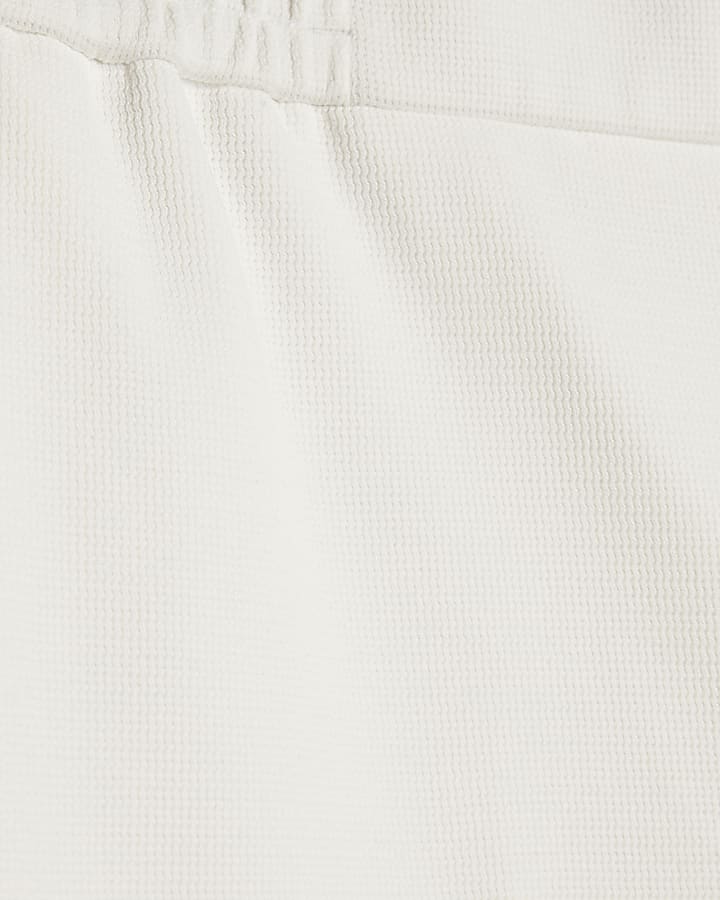 White Slim Fit Textured Shorts