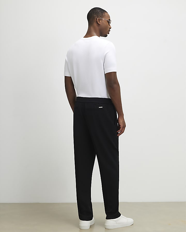 Black Textured Slim Fit Trousers