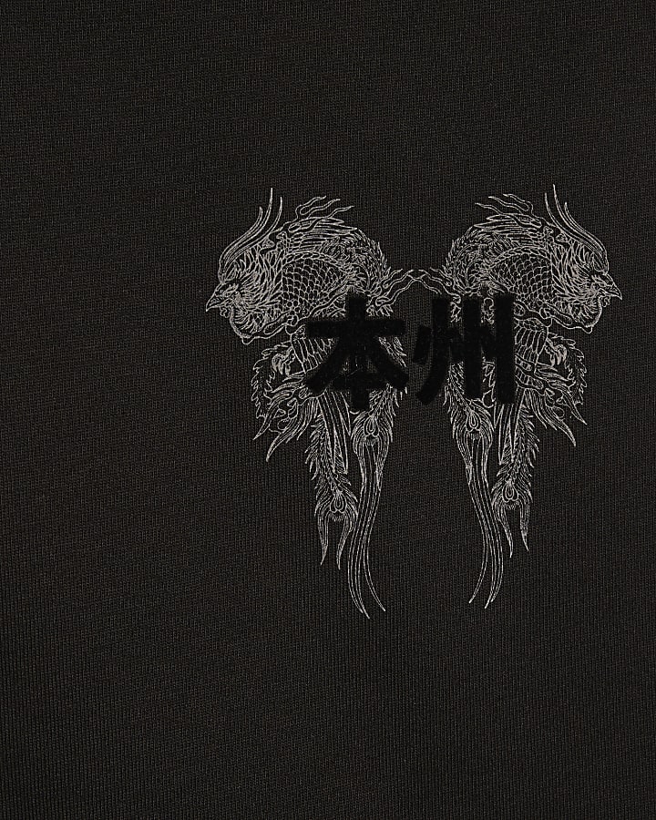 Black Oversized Fit Japanese Tank Top Set